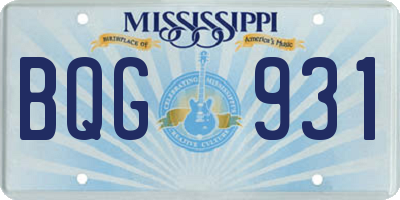 MS license plate BQG931
