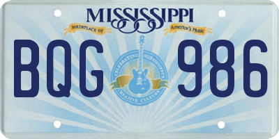 MS license plate BQG986
