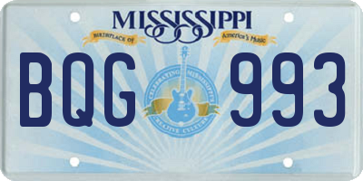 MS license plate BQG993