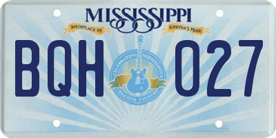 MS license plate BQH027