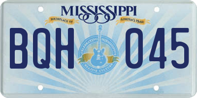 MS license plate BQH045