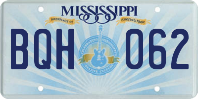 MS license plate BQH062