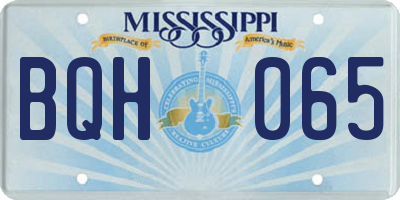 MS license plate BQH065