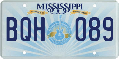 MS license plate BQH089