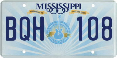 MS license plate BQH108