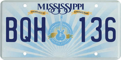 MS license plate BQH136