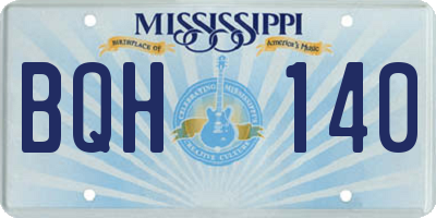 MS license plate BQH140