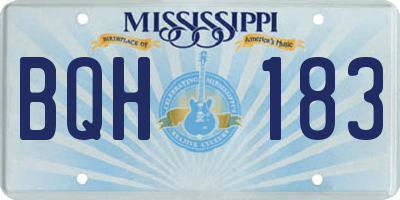 MS license plate BQH183