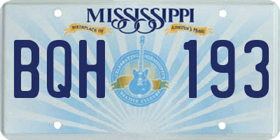 MS license plate BQH193