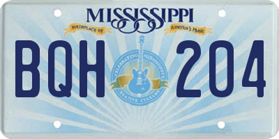 MS license plate BQH204