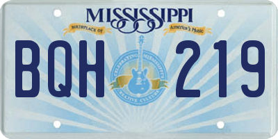 MS license plate BQH219
