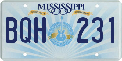 MS license plate BQH231