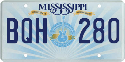 MS license plate BQH280