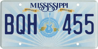 MS license plate BQH455