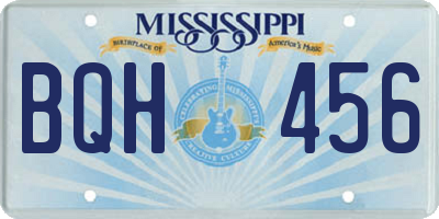 MS license plate BQH456