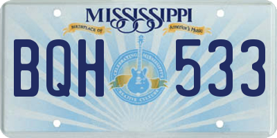MS license plate BQH533