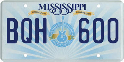 MS license plate BQH600