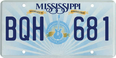 MS license plate BQH681