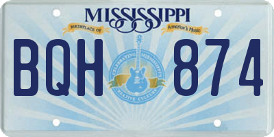 MS license plate BQH874