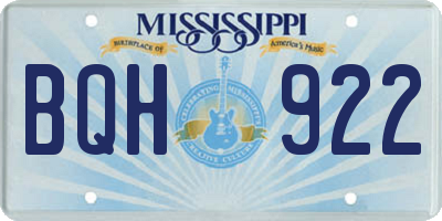 MS license plate BQH922