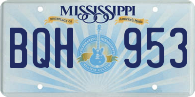 MS license plate BQH953