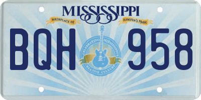 MS license plate BQH958