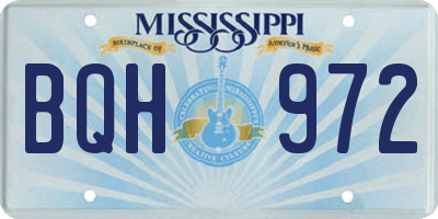 MS license plate BQH972