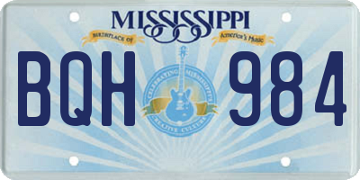 MS license plate BQH984
