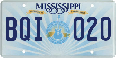 MS license plate BQI020