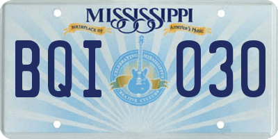 MS license plate BQI030