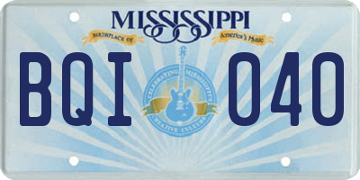 MS license plate BQI040