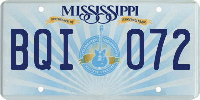 MS license plate BQI072