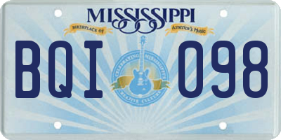 MS license plate BQI098