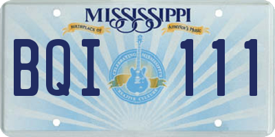 MS license plate BQI111