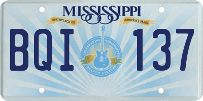 MS license plate BQI137