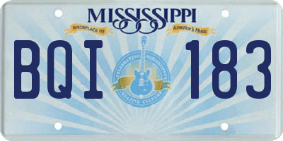 MS license plate BQI183