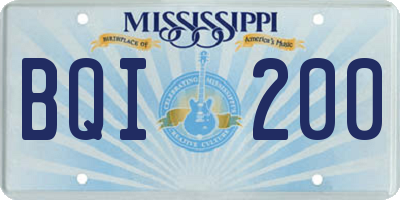 MS license plate BQI200