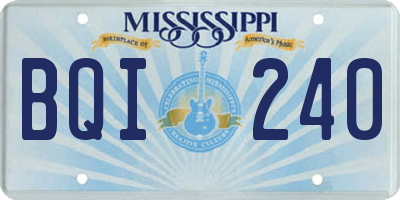 MS license plate BQI240