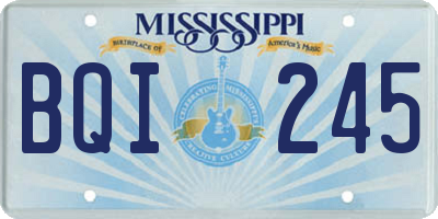 MS license plate BQI245