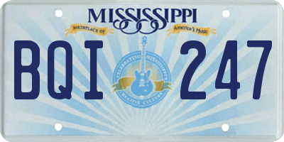 MS license plate BQI247