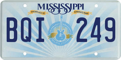 MS license plate BQI249