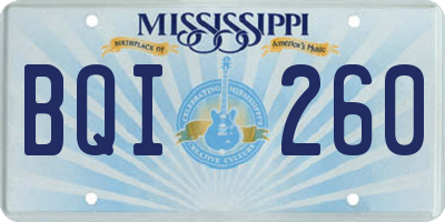 MS license plate BQI260