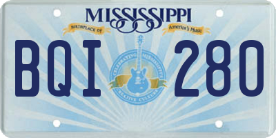MS license plate BQI280