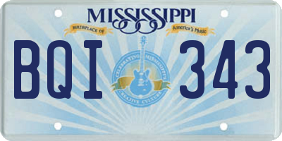 MS license plate BQI343
