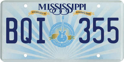 MS license plate BQI355