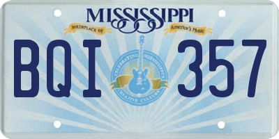 MS license plate BQI357