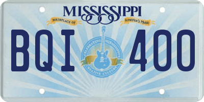 MS license plate BQI400