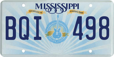 MS license plate BQI498