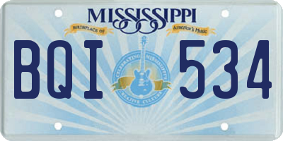 MS license plate BQI534