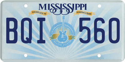 MS license plate BQI560